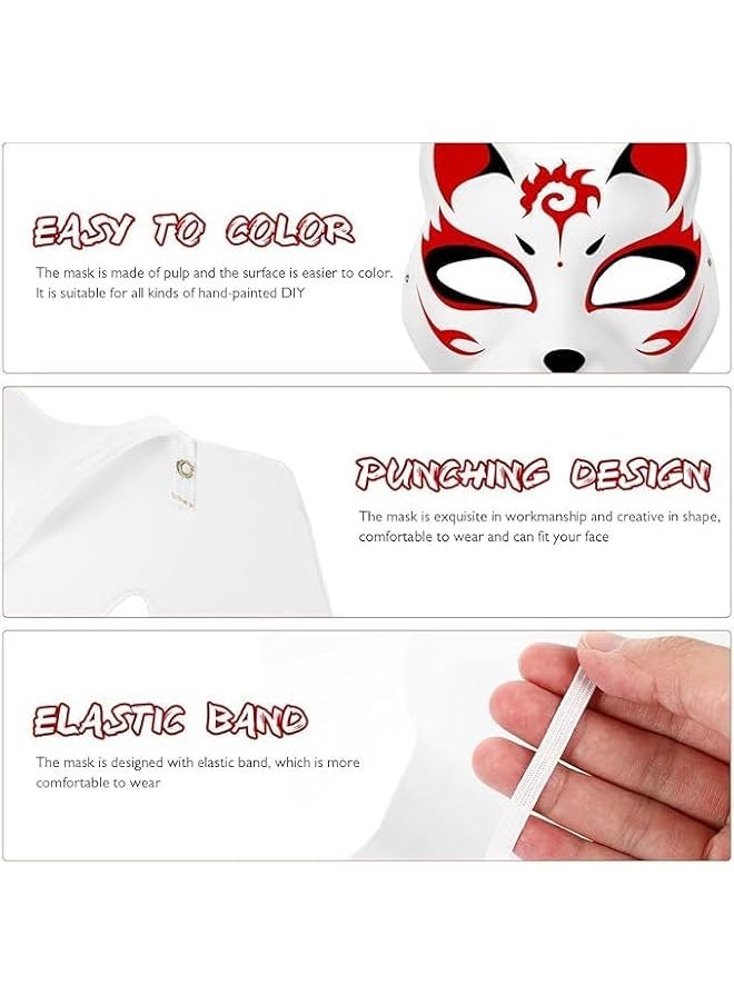The Bros Cat Mask, 5 Pcs DIY White Cat Painted Masks Half Blank Animal Cosplay Dress Up Mask Masquerade Cat Fox Masks Halloween Mask Costume for Masquerade Prop, Party, Cosplay, Performance  - Image 2