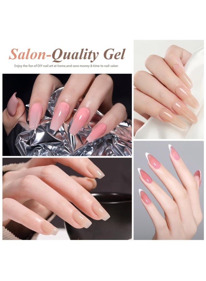 Artdone Sheer Gel Nail Polish Set - 6 Colors Translucent Pink Nude Brown UV Jelly Polish for All Seasons - Neutral Soak off LED Lamp Manicure Kit for Nail Art - Image 5