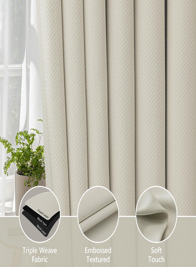 FMFUNCTEX 100% Blackout Curtains for Bedroom, Beige Back Tab Curtain 84 Inches Long Drapery Thermal Insulated Curtains for Living Room, Black Out Drapes Rod Pocket Room Darkening 2 Panels - Image 5
