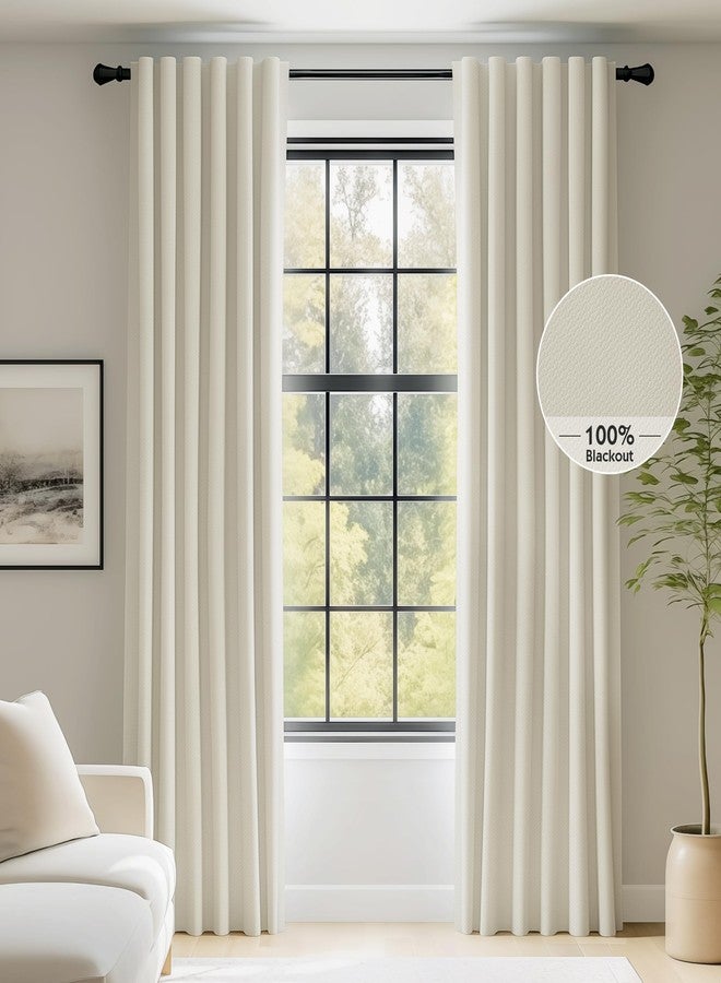 FMFUNCTEX 100% Blackout Curtains for Bedroom, Beige Back Tab Curtain 84 Inches Long Drapery Thermal Insulated Curtains for Living Room, Black Out Drapes Rod Pocket Room Darkening 2 Panels - Image 2