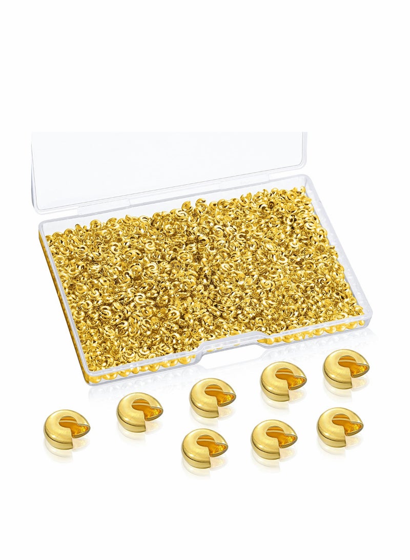 Excefore Crimp Bead Covers Half Round Open Crimp Beads Covers for DIY Jewelry Makings Gold, 3.0mm, 800 Pieces - Image 1