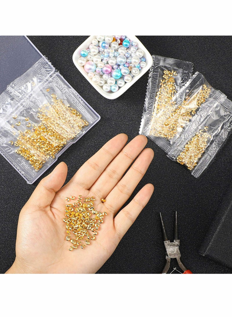 Excefore Crimp Bead Covers Half Round Open Crimp Beads Covers for DIY Jewelry Makings Gold, 3.0mm, 800 Pieces - Image 5