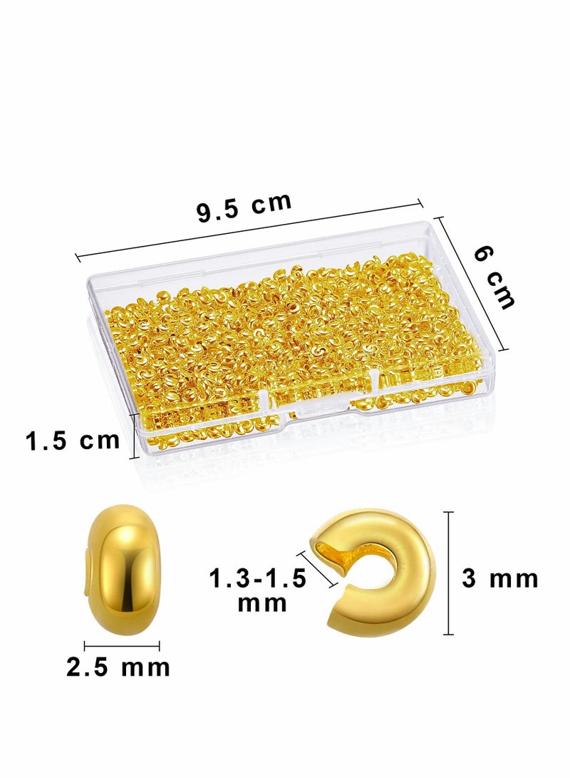 Excefore Crimp Bead Covers Half Round Open Crimp Beads Covers for DIY Jewelry Makings Gold, 3.0mm, 800 Pieces - Image 4