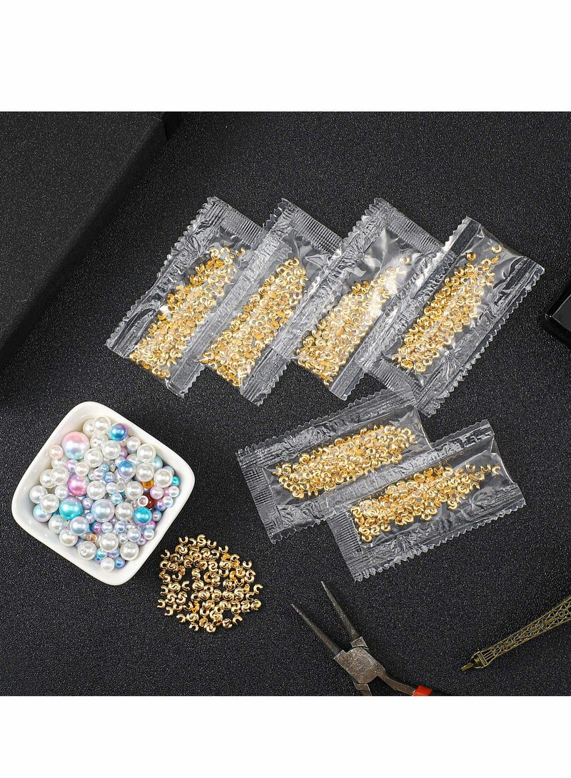 Excefore Crimp Bead Covers Half Round Open Crimp Beads Covers for DIY Jewelry Makings Gold, 3.0mm, 800 Pieces - Image 3