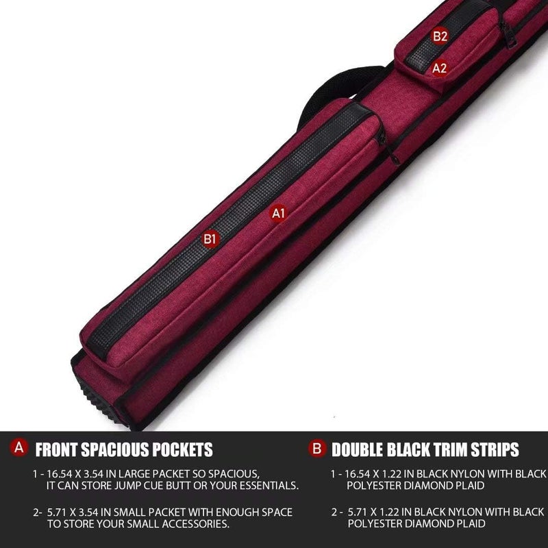 Collapsar 2X2 Pool Cue Hard Case Nylon/Leatherette Billiard Sitck Carrying Cases - Image 2