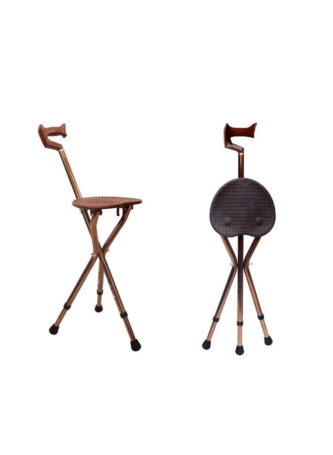 Rehamo Rehamo Walking Stick with Folding Seat/Chair/Stool & Anti Slip Rubber Bush, Adjustable Height Cane with Tri-Pad Base & Built-in Seat | 2 in 1 Aluminium Folding Walking Stick Seat with 1 Year Warranty  - Image 1