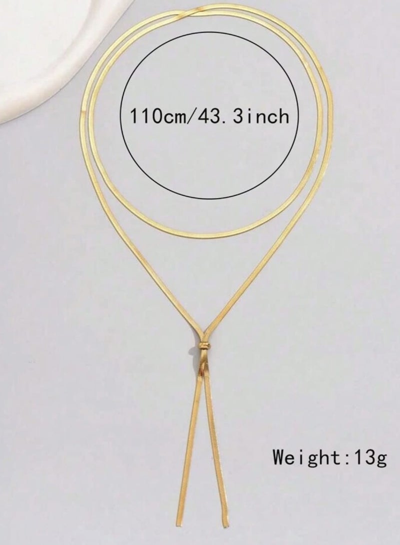 YUCCA Simple Long Rope Chain Necklace Stainless Steel Blade Personalized Gold Color Elegant Sweater Pendant Necklace for Women - Image 3