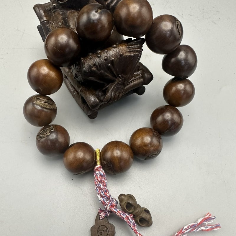 Natural Lightning-Struck Jujube Wood Handmade Bead Bracelet with Full Lightning Marks