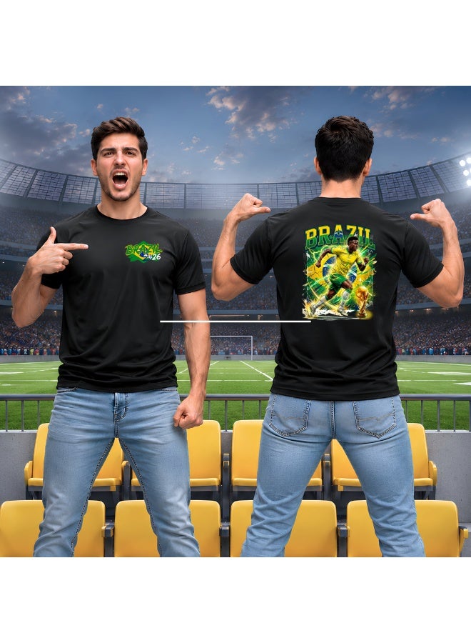 برينت شوب فور مي تيشيرت رجالي بتقنية Dry-Fit بتصميم لاعب كرة قدم برازيلي | قميص رياضي بطابع كرة القدم | ياقة مستديرة وأكمام قصيرة | ملابس يومية كاجوال - Image 4