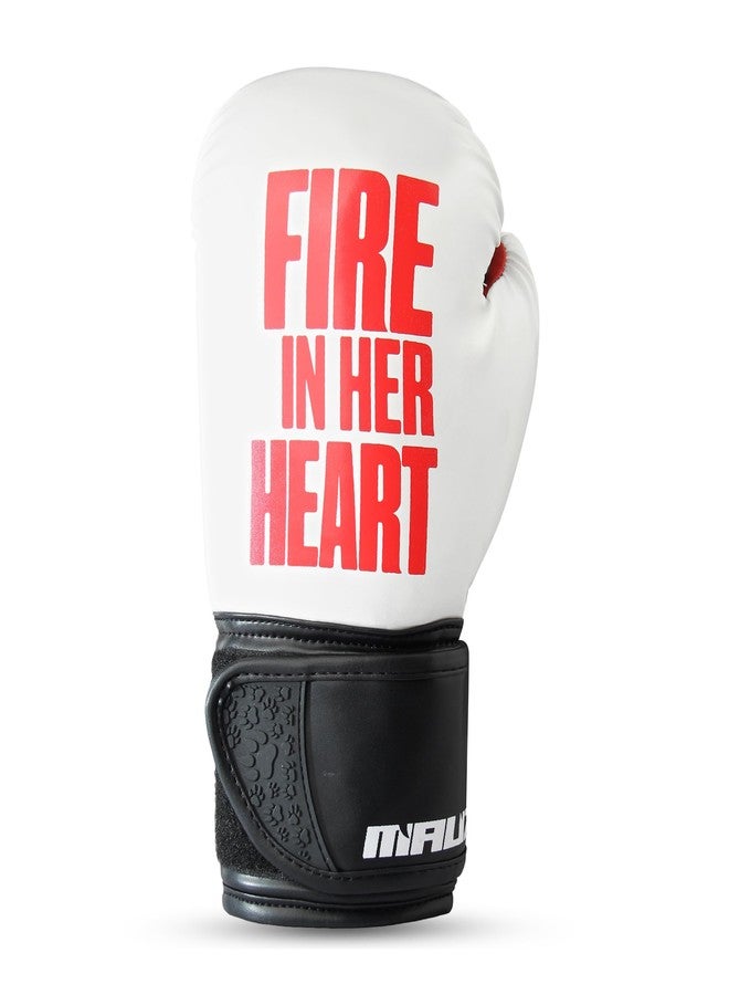 Mauzer Fire in Her Heart Warrior Series Women’s Boxing Gloves | HideTECH Synthetic Leather | EIA Impact-Absorbing Foam | Locked Thumb | Soft-Touch Inner Lining | 3” Hook & Loop Wrist Support - Image 1