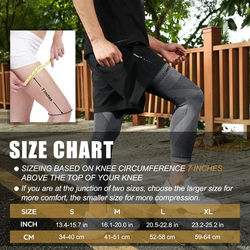 NEENCA Compression Leg Sleeve - Long Knee Sleeve, Ultra-thin Leg Sleeve with Graphene Ions Infused Fabric for Knee Pain Relief, Swelling, Arthritis, Poor Circulation, Runner, Sports - Image 4
