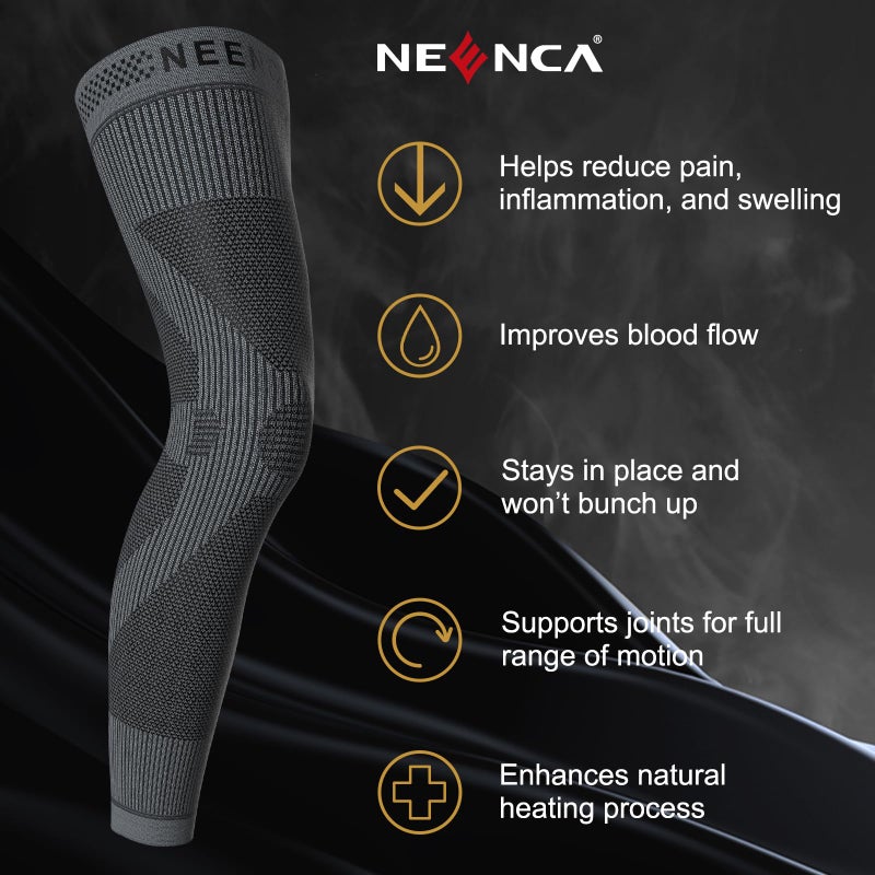 NEENCA Compression Leg Sleeve - Long Knee Sleeve, Ultra-thin Leg Sleeve with Graphene Ions Infused Fabric for Knee Pain Relief, Swelling, Arthritis, Poor Circulation, Runner, Sports - Image 5