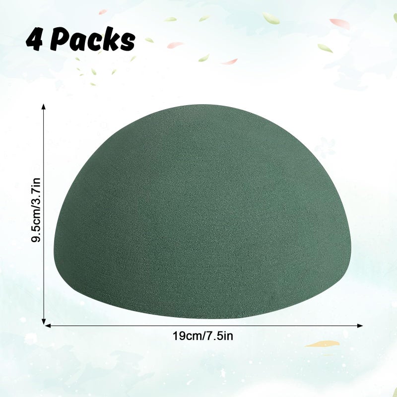 STEFORD 4 PCS Round Floral Foam Blocks Half Balls, Wet & Dry Green Flower Foam for Fresh and Artificial Flower Arrangements (7.5 x 3.7 Inches) - Image 2