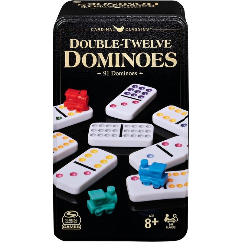Spin Master Games , Cardinal Classics, Double 12 Dominoes Set in Storage Tin, Classic Game, Christmas Gifts for Kids, Stocking Stuffers, for Ages 8+ - Image 1