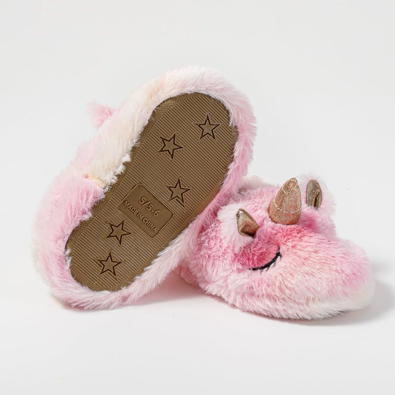 Enteer Baby Girls' Unicorn House Slippers Pink US 7-8 - Image 4