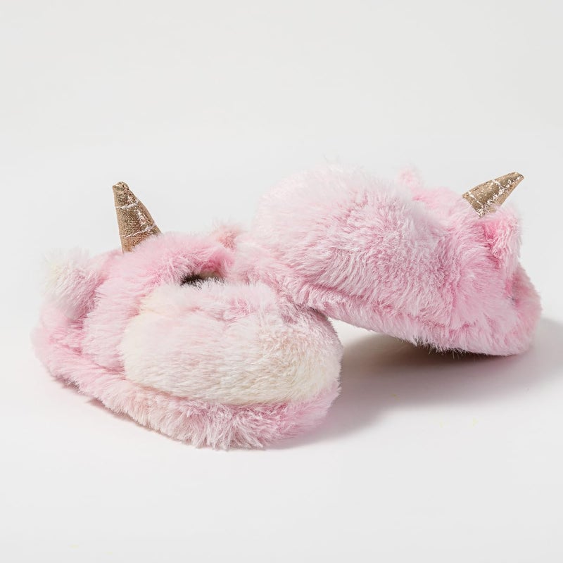 Enteer Baby Girls' Unicorn House Slippers Pink US 7-8 - Image 5