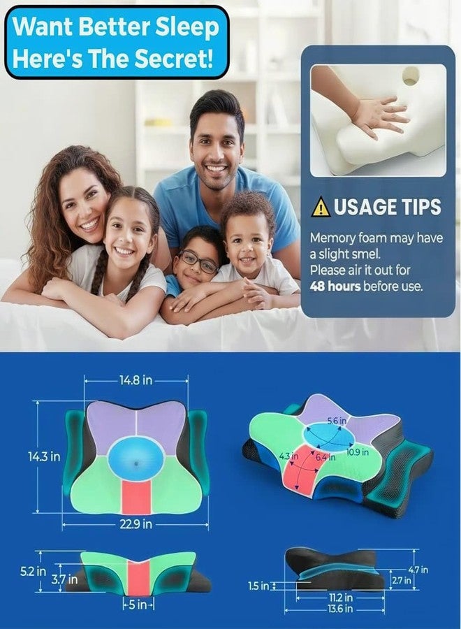 isk Cooling Memory Foam Pillow for Neck and Shoulder Pain Relief, Adjustable Cervical Contour Bed Pillow, Orthopedic Ergonomic Design for Side, Back & Stomach Sleepers, Breathable and Extra Supportive - Image 4