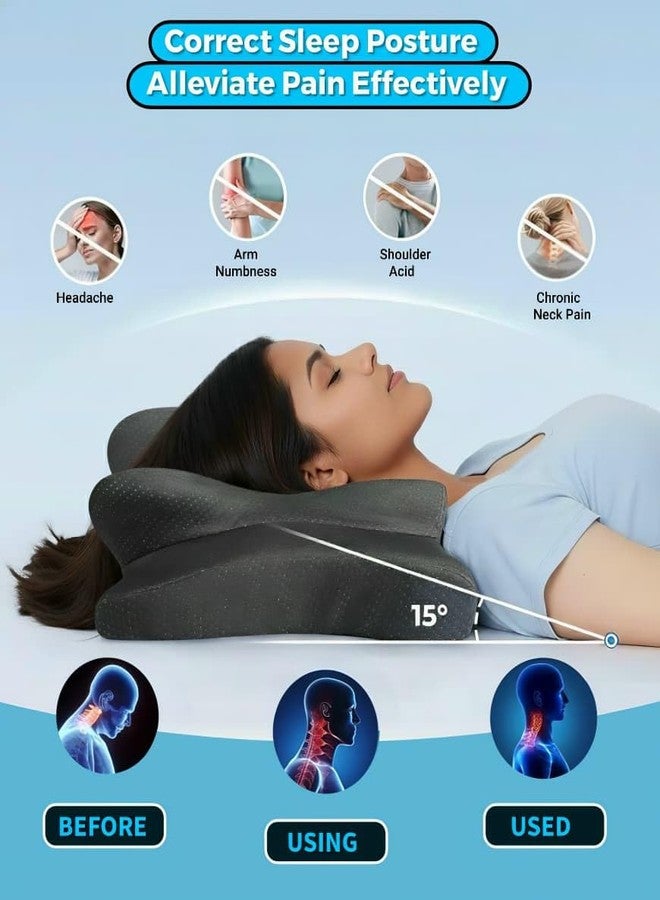 isk Cooling Memory Foam Pillow for Neck and Shoulder Pain Relief, Adjustable Cervical Contour Bed Pillow, Orthopedic Ergonomic Design for Side, Back & Stomach Sleepers, Breathable and Extra Supportive - Image 2