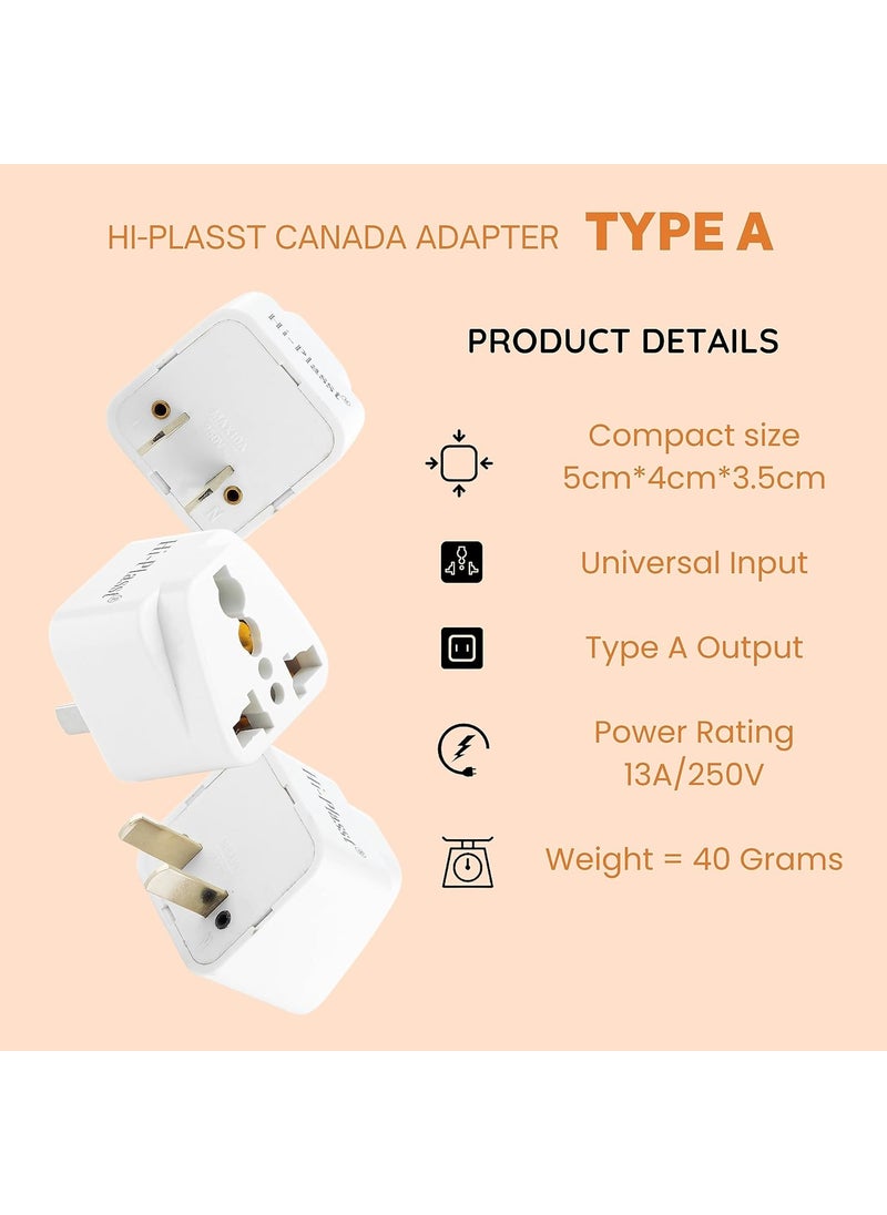 HI PLASST PINS N PLUGS HiPLASST India to USA Converter Plug Pack of 1 TypeA Adapter Power Converter for Laptop Camera Smartphones USA Canada Mexico Brazil Philippines Thailand Japan American Panama 2pin  - Image 5