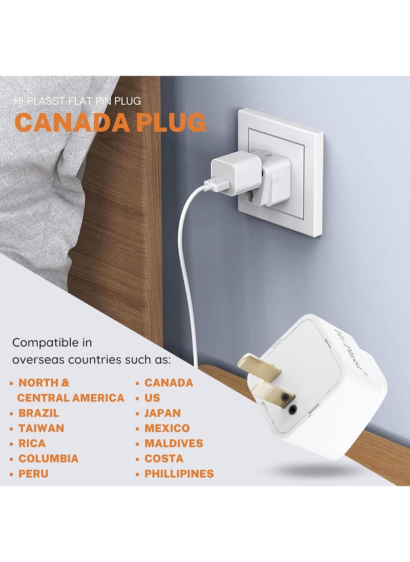 HI PLASST PINS N PLUGS HiPLASST India to USA Converter Plug Pack of 1 TypeA Adapter Power Converter for Laptop Camera Smartphones USA Canada Mexico Brazil Philippines Thailand Japan American Panama 2pin  - Image 3