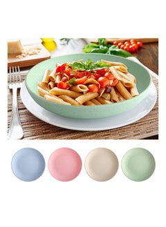 Excefore Dinner Plates Set 4 Pack 8" Plastic Unbreakable Plates Set for Family Party Picnic Home Dishwasher Microwave Safe  - Image 3