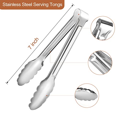 Dmoera 6 Pack Serving Tongs Kitchen Tongs, Buffet Tongs, Stainless Steel Food Tong Serving Tong, small tongs - Image 2