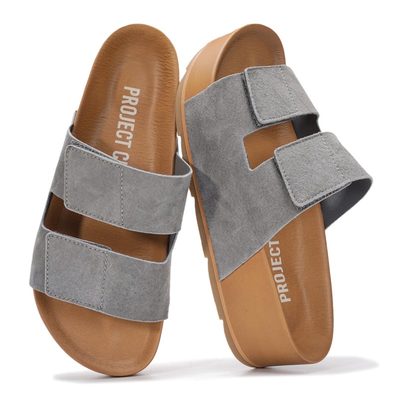 Project Cloud 100% Genuine Leather Platform Sandals Women Footwear-Beach Essentials Summer Wedges with Plush and Soft Insole-Non Slip&Lightweight Wedge Sandals For Women 2026 (Pismo, ASHNBK,5.5M) - Image 1