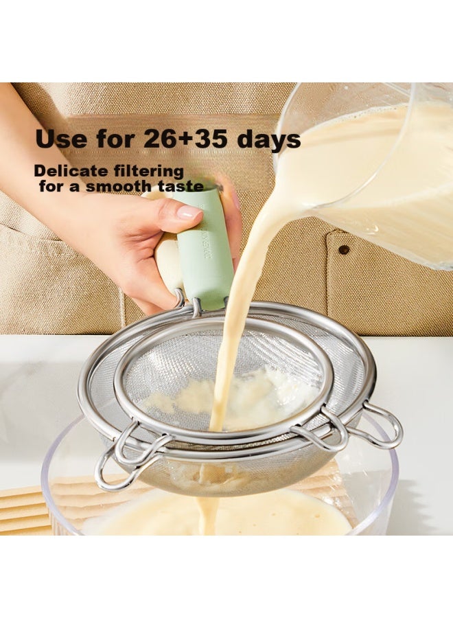 COOKER KING Chuidahuang Double-eared Strainer, Fine Mesh 304 Stainless Steel Filter Ladle, Soy Milk Strainer, Baby Food Sieve, Large Green Size 26 Mesh  - Image 5