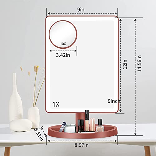 Funtouch Large Lighted Vanity Makeup Mirror, 14.56 in x 8.97 in, 88 LED, 360 Rotation Touch Screen, 10X Magnification Tabletop Cosmetic Make Up Mirror, Rose Gold - Image 4