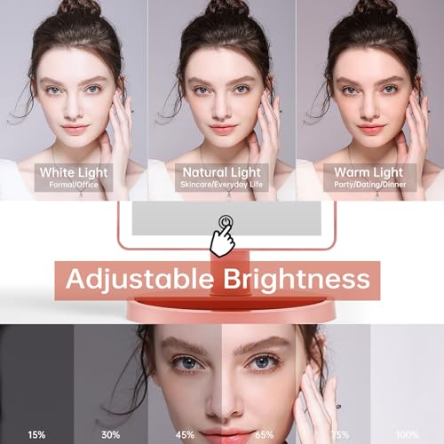 Funtouch Large Lighted Vanity Makeup Mirror, 14.56 in x 8.97 in, 88 LED, 360 Rotation Touch Screen, 10X Magnification Tabletop Cosmetic Make Up Mirror, Rose Gold - Image 2