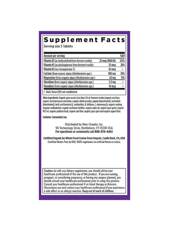 New Chapter Calcium Supplement â€“ Bone Strength Organic Plant Calcium with Vitamin K2 + D3 + Magnesium, Vegetarian, Gluten Free - 120 count (40 day supply) - Image 2