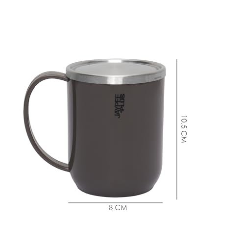 Jaypee Plus Cupshup Coffee Mug with Lid Stainless Steel Inner & Cover Insulated Tea Cup | BPA Free | Food Grade |Heat Retention|Suitable for Gift, 400 ml, Light Grey - Image 4