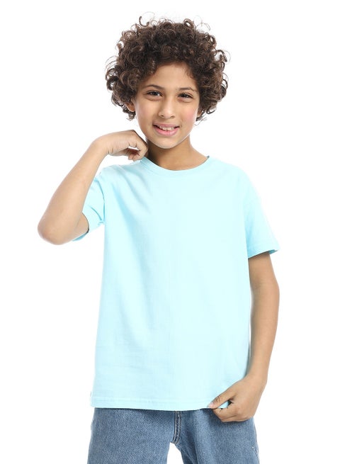 Crew Neck Basic Boy's T-Shirt_Sky Blue