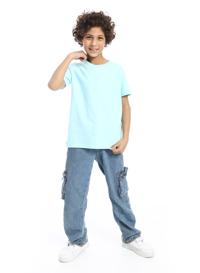 Andora Crew Neck Basic Boy's T-Shirt_Sky Blue - Image 5