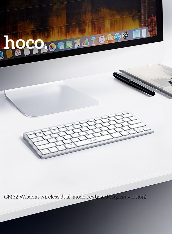 هوكو. كيبورد GM32 وايرلس مزدوج الوضع (نسخة إنجليزية، أبيض) - Image 5