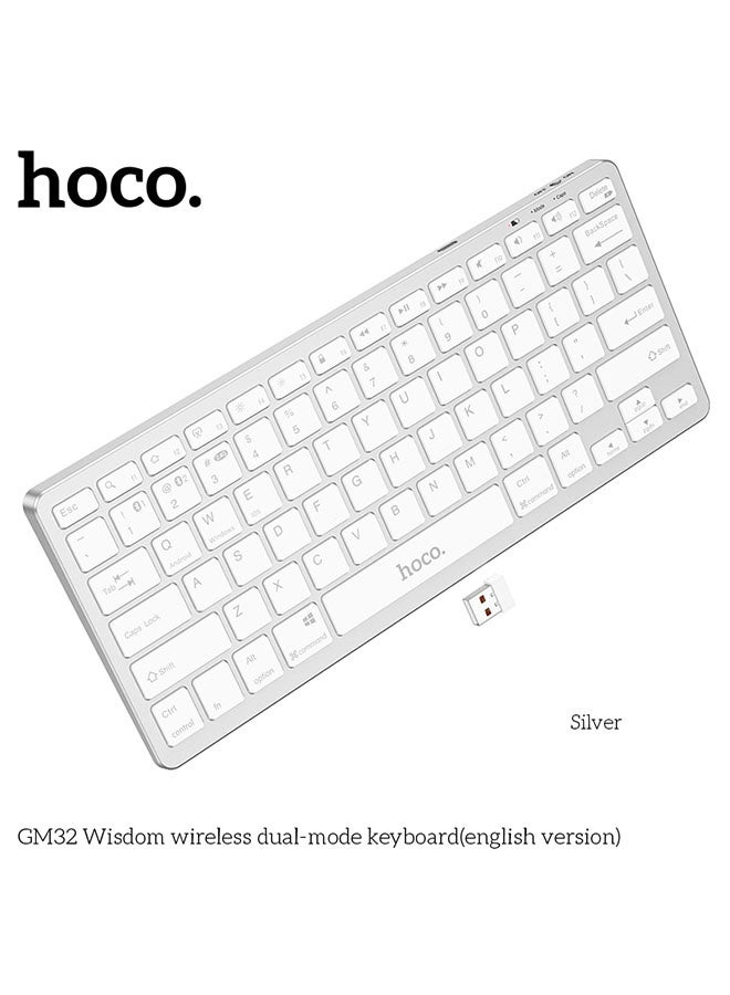 هوكو. كيبورد GM32 وايرلس مزدوج الوضع (نسخة إنجليزية، أبيض) - Image 2