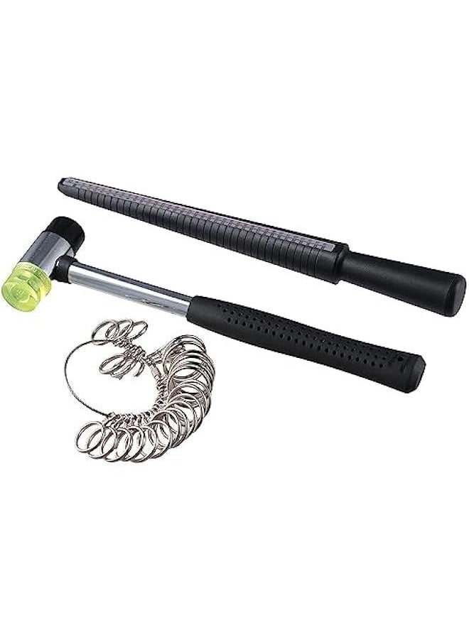 Generic 27Pcs US Size Ring Measuring Tool Set with Rubber Hammer,Jewelry Tool Measuring Stick Metal Mandrel Ring Sizer Gauge for Jewelry Making Jewelers Tools  - Image 2