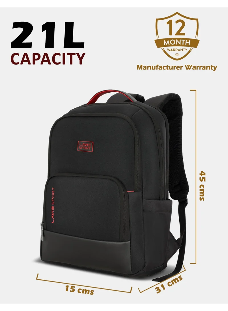 Lavie  Sport Baron 21L Laptop Backpack For Men & Women  |Boys & Girls (Black/Red) for Women | Best Price UAE