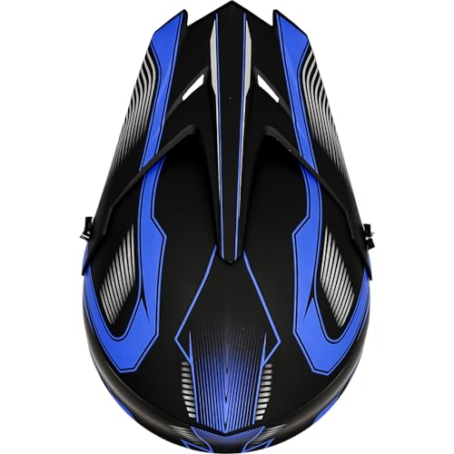 Yesmotor طقم خوذة دراجة نارية للشباب من Yesmotor يشمل قفازات ونظارات وقناع، خوذة مثالية للأطفال من 8-14 سنة، معدات أمان ممتازة لعشاق خوذات الدراجات النارية - معتمدة من DOT (أزرق داكن، S) - Image 5