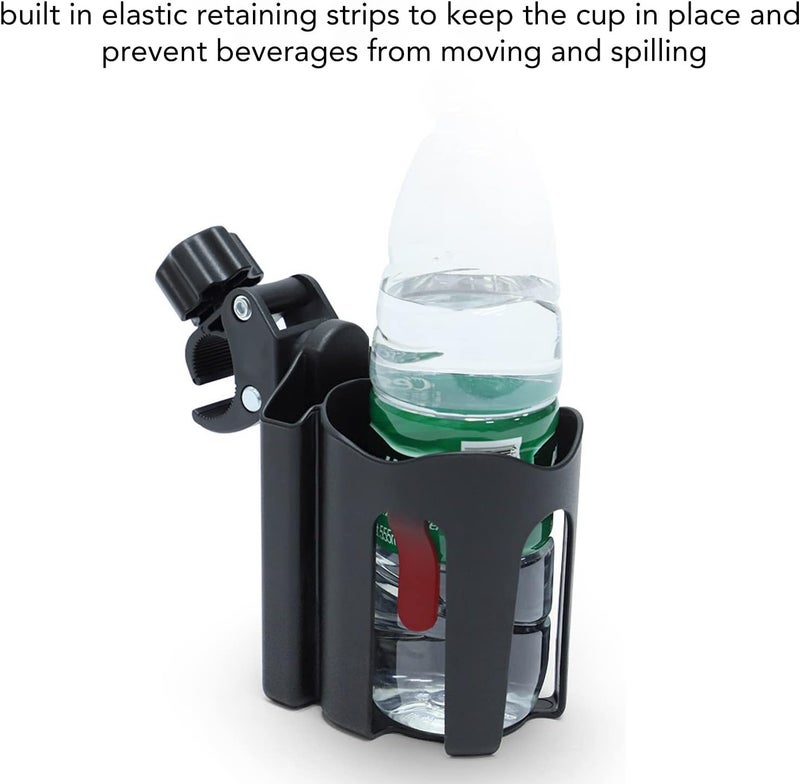 klarako Stroller Cup Holder for Bikes Trolley, Fixed Adjustment Cup Phone Holder for Walkers Wheelchairs Bikes Carts Kayaks Motorcycles - Can Hold Both Bottles and Phones at The Same Time - Image 2