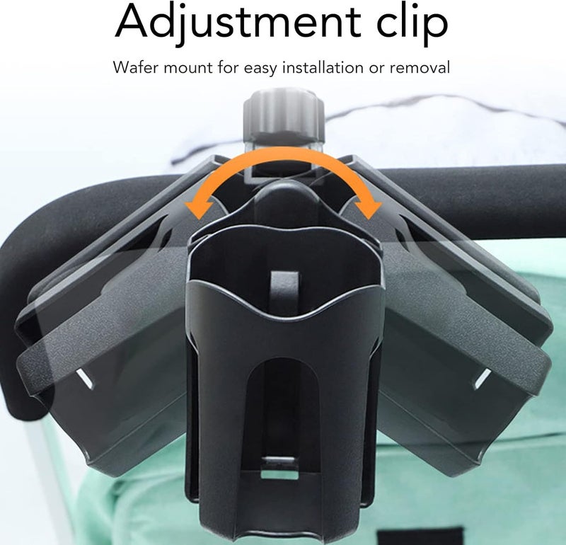 klarako Stroller Cup Holder for Bikes Trolley, Fixed Adjustment Cup Phone Holder for Walkers Wheelchairs Bikes Carts Kayaks Motorcycles - Can Hold Both Bottles and Phones at The Same Time - Image 4