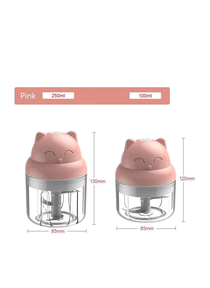 Generic - Electric Food Chopper, Mini Garlic Chopper, Portable Vegetable Mincer Meat Blender, USB Charging Food Processor for Puree, Onion, Herb, Veggie, Ginger, Fruit Chopper with 2 Cups (A-Pink) - Image 1