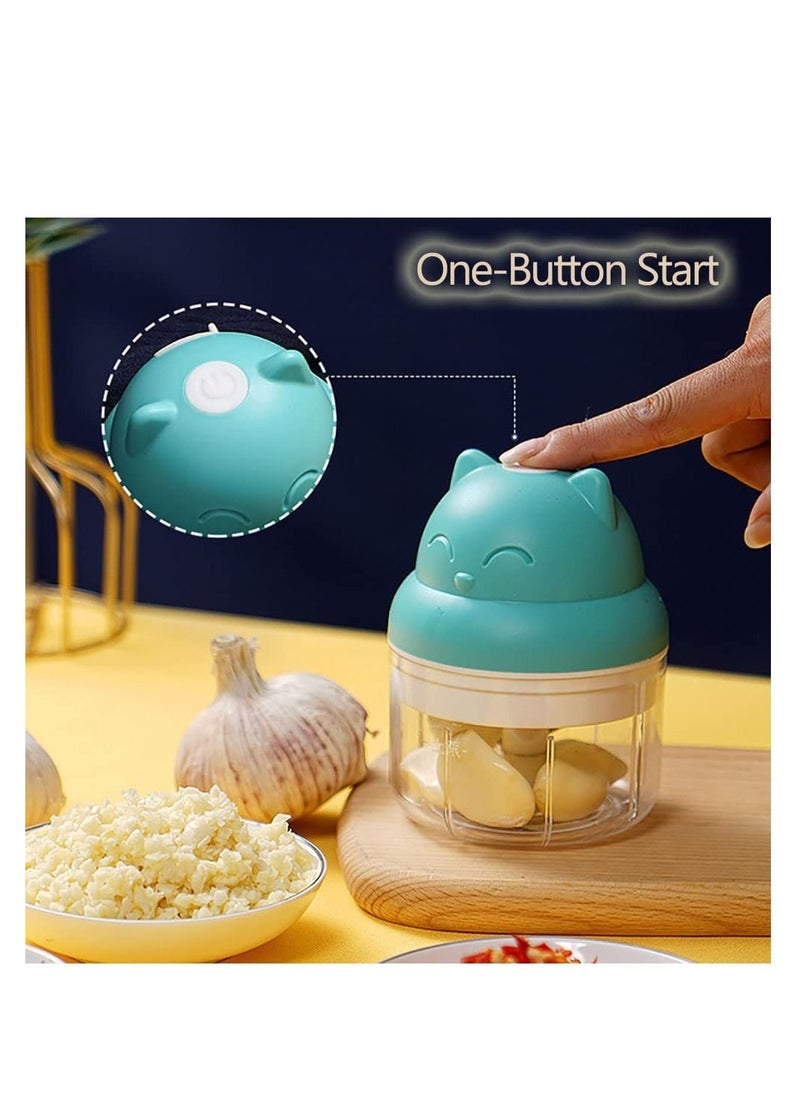 Generic - Electric Food Chopper, Mini Garlic Chopper, Portable Vegetable Mincer Meat Blender, USB Charging Food Processor for Puree, Onion, Herb, Veggie, Ginger, Fruit Chopper with 2 Cups (A-Pink) - Image 1