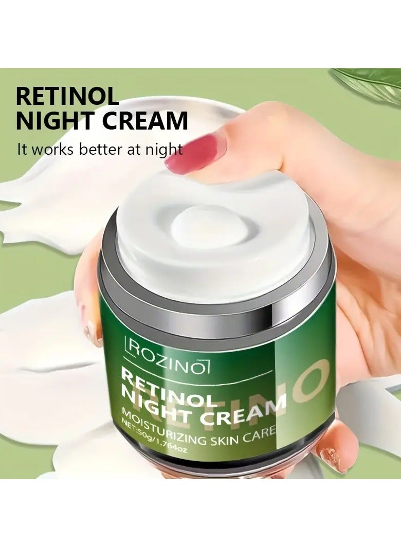 Rozino ROZINO Retinol Night Cream, Unisex Hypoallergenic Lotion with Vitamin C & Glycerin, Moisturizing Skin Care for All Skin Types, Oily Skin Compatible, 50g/1.76oz Each - Image 5