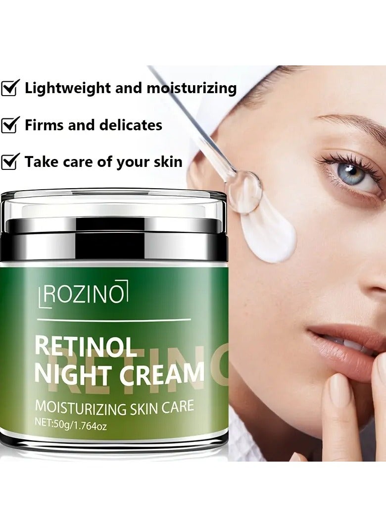 Rozino ROZINO Retinol Night Cream, Unisex Hypoallergenic Lotion with Vitamin C & Glycerin, Moisturizing Skin Care for All Skin Types, Oily Skin Compatible, 50g/1.76oz Each - Image 2