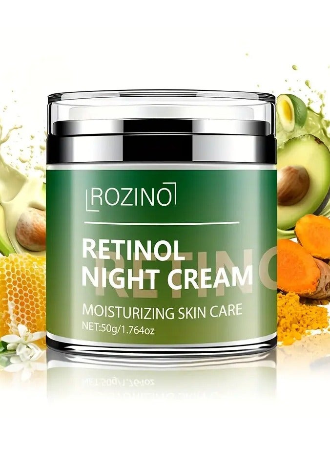 Rozino ROZINO Retinol Night Cream, Unisex Hypoallergenic Lotion with Vitamin C & Glycerin, Moisturizing Skin Care for All Skin Types, Oily Skin Compatible, 50g/1.76oz Each - Image 1