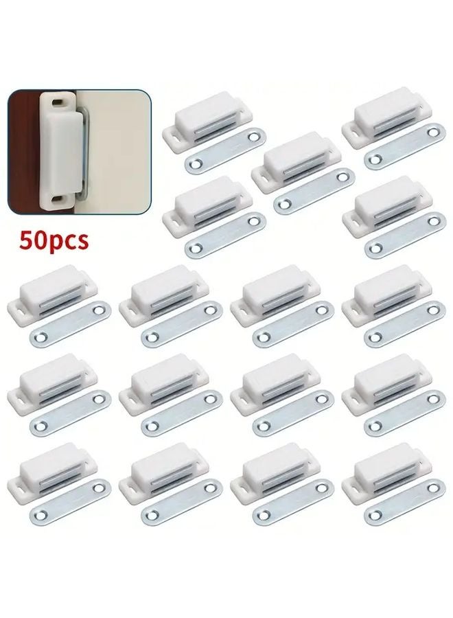 50pcs White Magnetic Door Suction Clips For Cabinets Wardrobes Furniture Doors - Image 2
