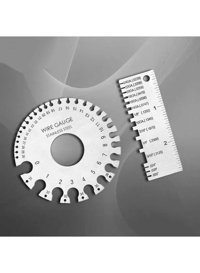 Stainless Steel Dual Sided Wire Gauge Measurement Tool Silvery Round Wire And Rectangle Thickness Gauge - Image 2