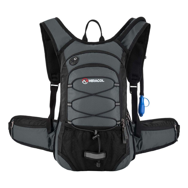 MIRACOL Hydration Pack Hiking Water Backpack - Miracol Insulated Water Bag with 2L Bladder Charcoal Grey - Image 1