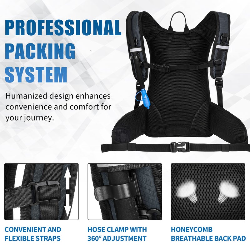 MIRACOL Hydration Pack Hiking Water Backpack - Miracol Insulated Water Bag with 2L Bladder Charcoal Grey - Image 4